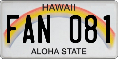 HI license plate FAN081