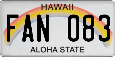 HI license plate FAN083
