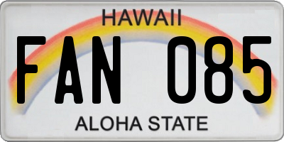 HI license plate FAN085