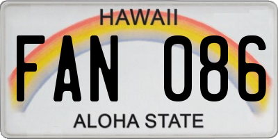 HI license plate FAN086