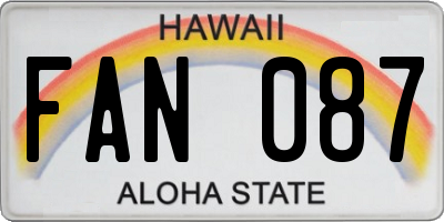 HI license plate FAN087