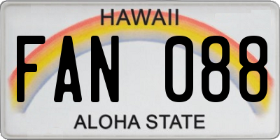 HI license plate FAN088