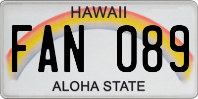 HI license plate FAN089
