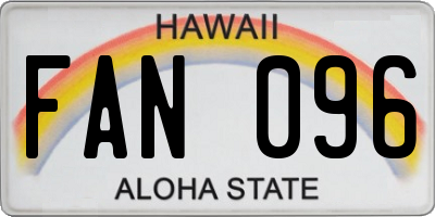HI license plate FAN096