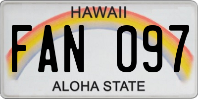 HI license plate FAN097