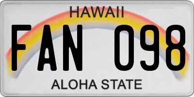 HI license plate FAN098