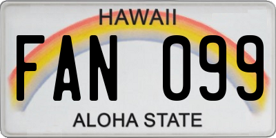 HI license plate FAN099