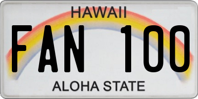 HI license plate FAN100