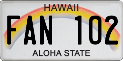 HI license plate FAN102