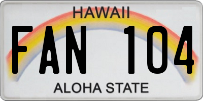 HI license plate FAN104