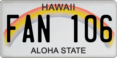 HI license plate FAN106