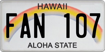 HI license plate FAN107