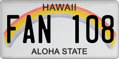 HI license plate FAN108