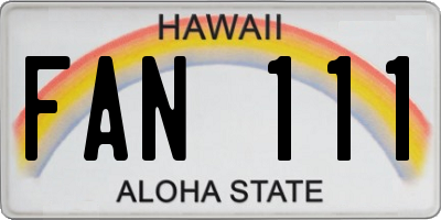 HI license plate FAN111