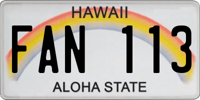 HI license plate FAN113