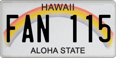 HI license plate FAN115