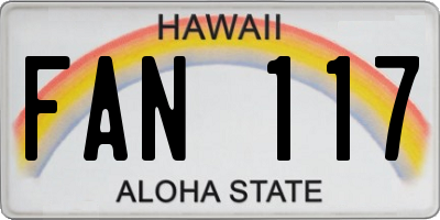 HI license plate FAN117