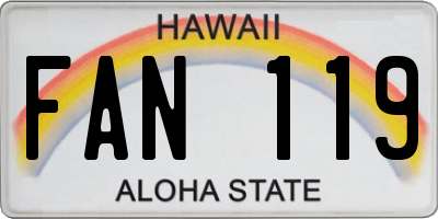 HI license plate FAN119