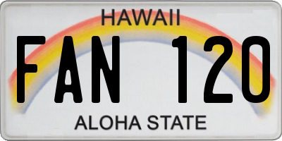 HI license plate FAN120