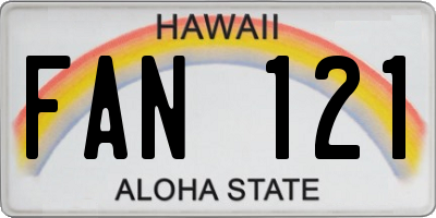 HI license plate FAN121