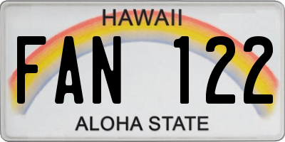 HI license plate FAN122