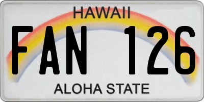 HI license plate FAN126