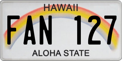 HI license plate FAN127