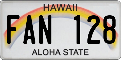 HI license plate FAN128