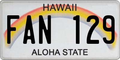 HI license plate FAN129