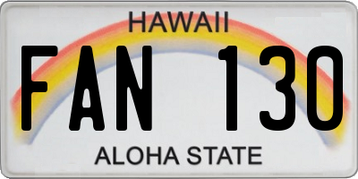 HI license plate FAN130