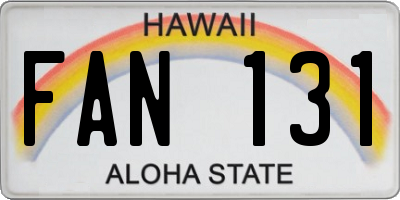 HI license plate FAN131