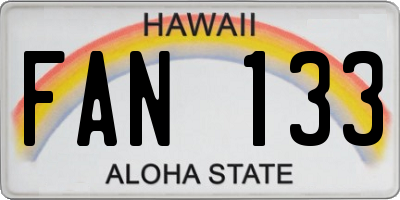 HI license plate FAN133