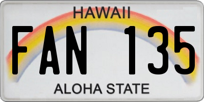 HI license plate FAN135