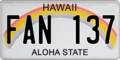 HI license plate FAN137