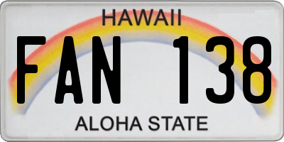 HI license plate FAN138