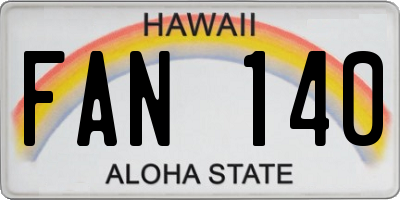 HI license plate FAN140