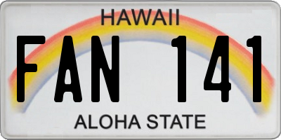 HI license plate FAN141
