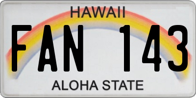 HI license plate FAN143