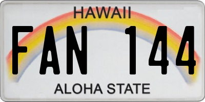 HI license plate FAN144