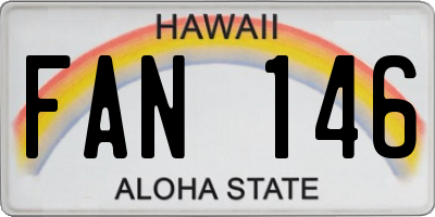 HI license plate FAN146