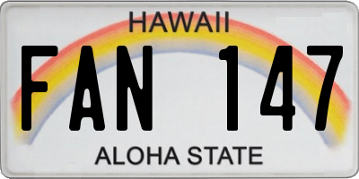 HI license plate FAN147