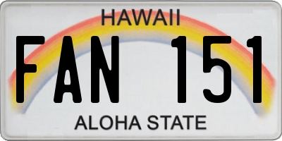 HI license plate FAN151