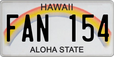 HI license plate FAN154