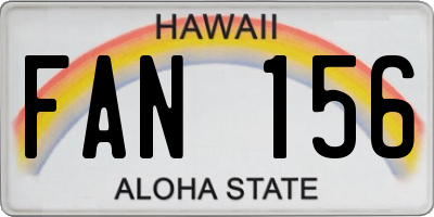 HI license plate FAN156