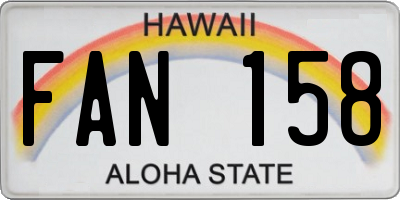 HI license plate FAN158