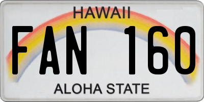 HI license plate FAN160