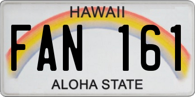 HI license plate FAN161