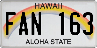 HI license plate FAN163