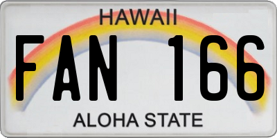 HI license plate FAN166