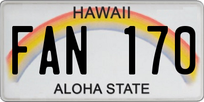 HI license plate FAN170